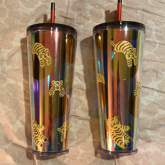 2 Starbucks Lunar New Year 2022 Year of the Tiger 24oz Iridescent Tumblers - Picture 2 of 4